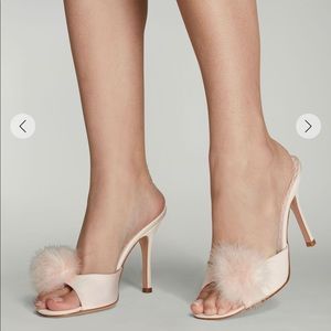 Agent Provocateur Pink Satin Feather Mules Size 5